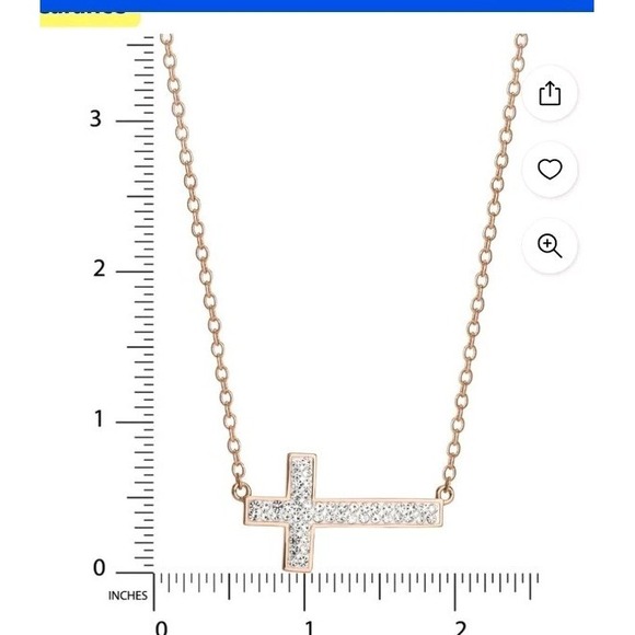 925 Sterling Silver 14k Gold Plated Crystal Cross Pendant Necklace - Picture 3 of 6